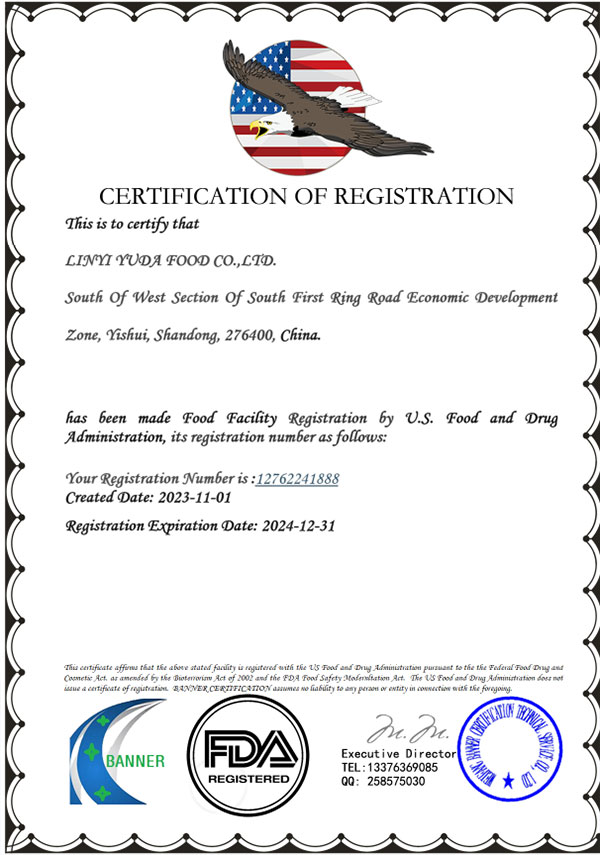 FDA certificate